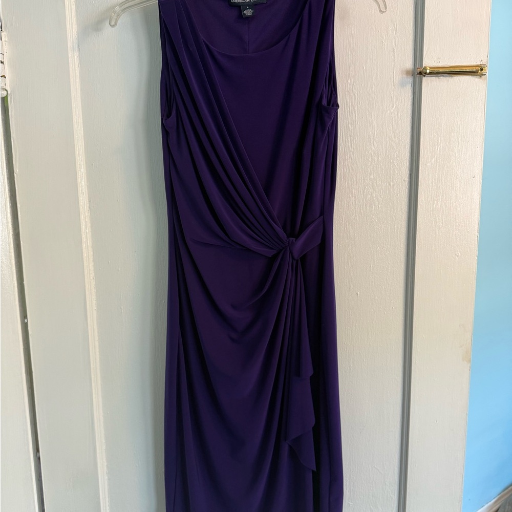 American Living Purple Sheath Midi Dress Sleeveless Cowl Neck